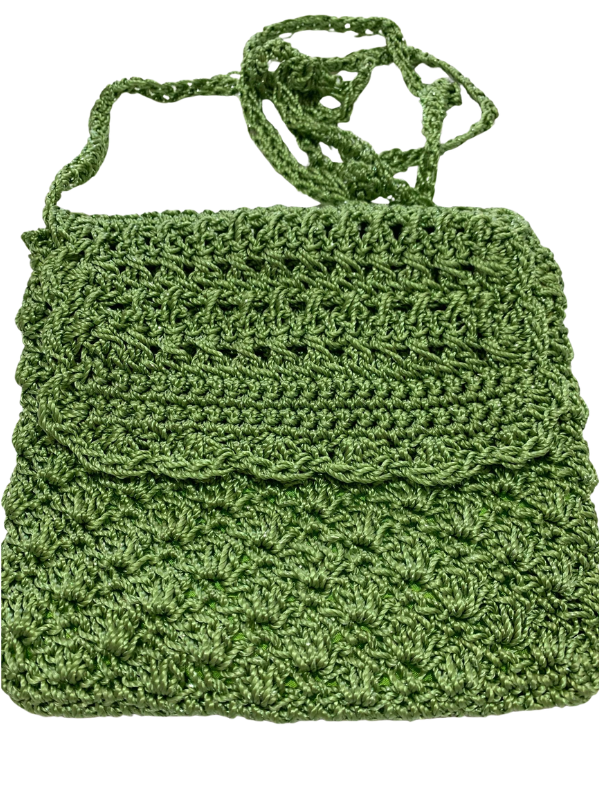 Crochet Bag - Small Green Silver