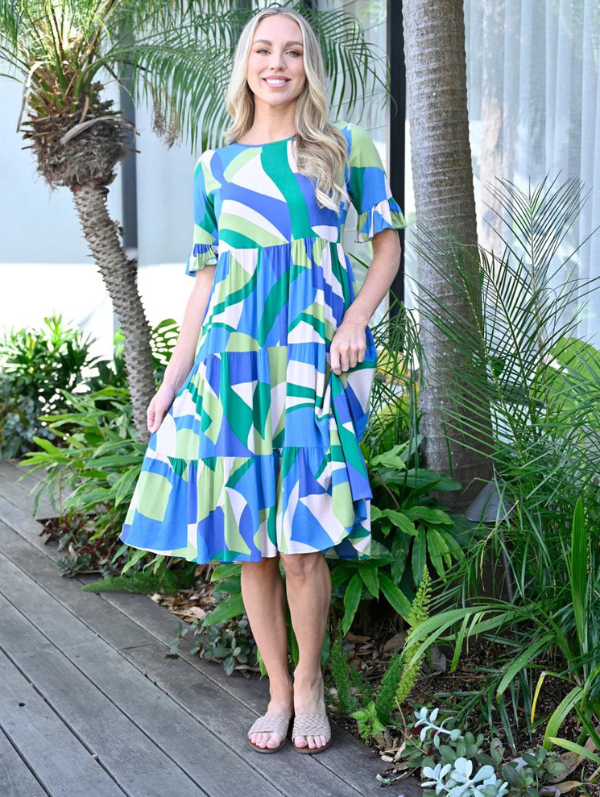 Miley Dress Green / Blue Wilkie Design Miley Dress Green / Blue Wilkie Design