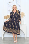 Lottie Dress Navy & Orange