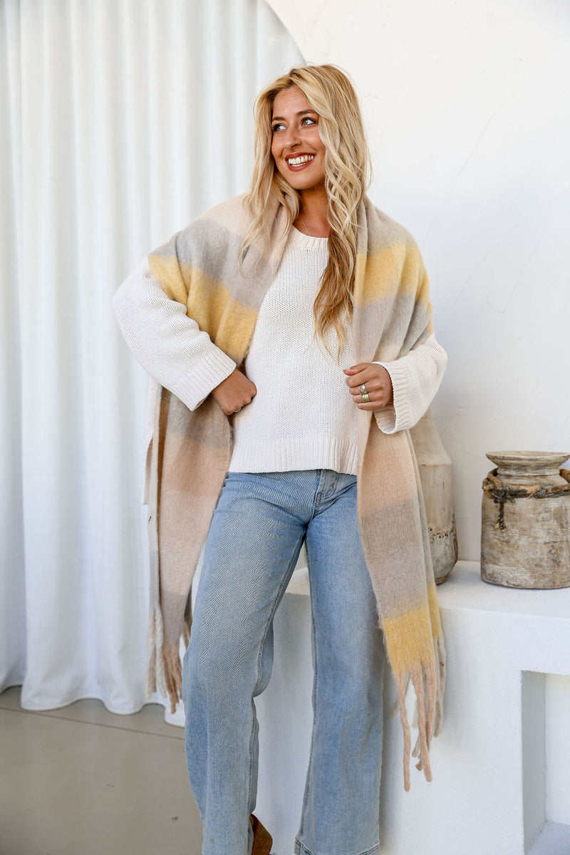 Soft Grey Lemon Scarf