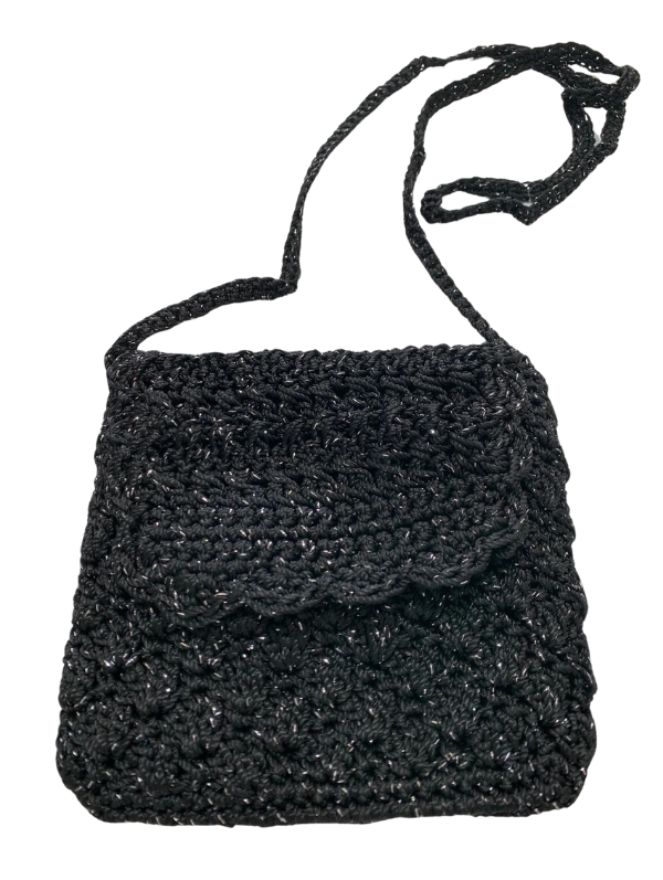 Crochet Bag - Small Black Silver