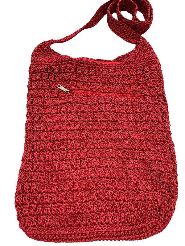 Crochet Bag - Large Deep Red