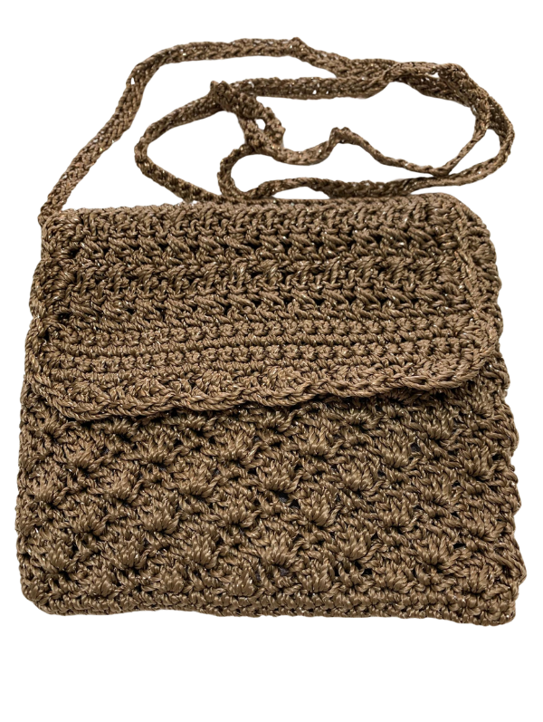 Crochet Bag - Small Brown Silver