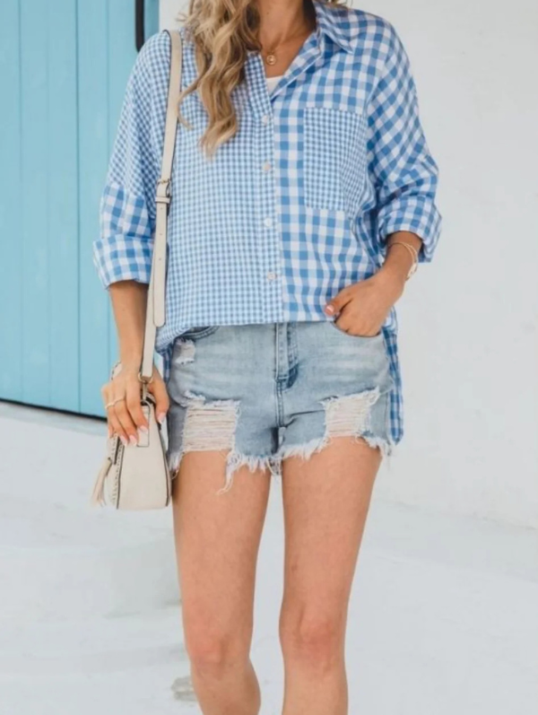 Rita Top Blue Gingham