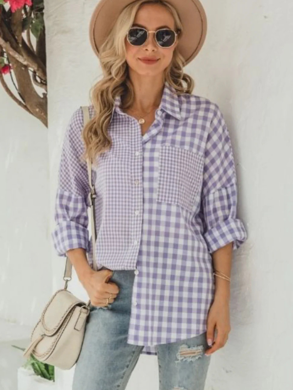 Hallie Top Purple Gingham