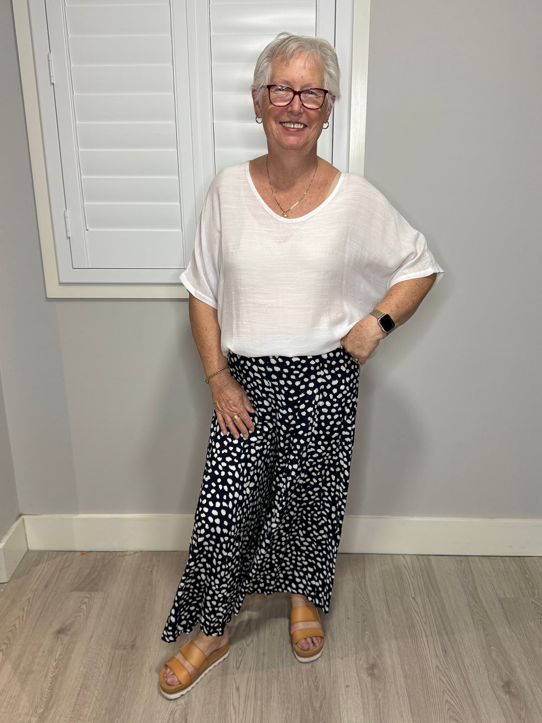 Maddy Navy Spot Pants
