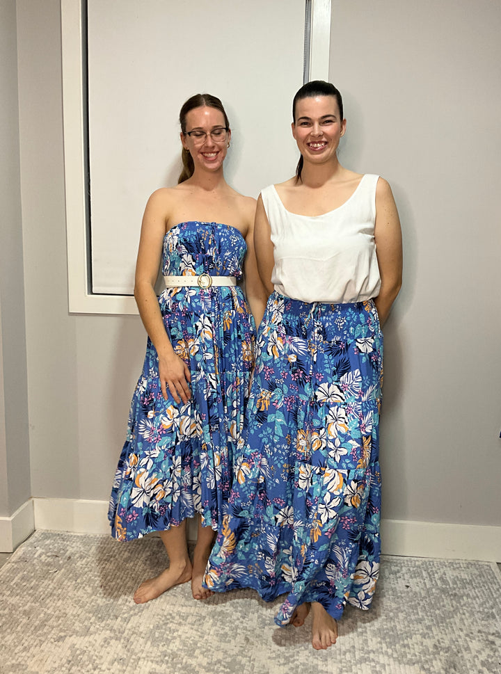 Mara Blue Tropical Skirt