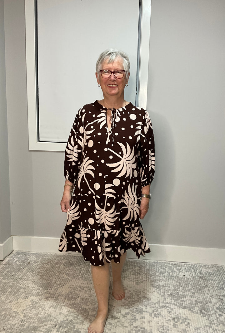 Nyah Dress Brown Palm