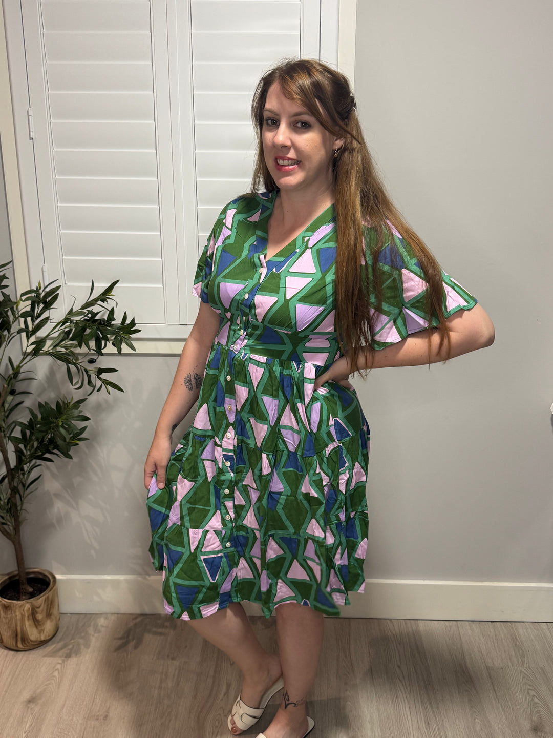 Kendal Dress Green / Purple