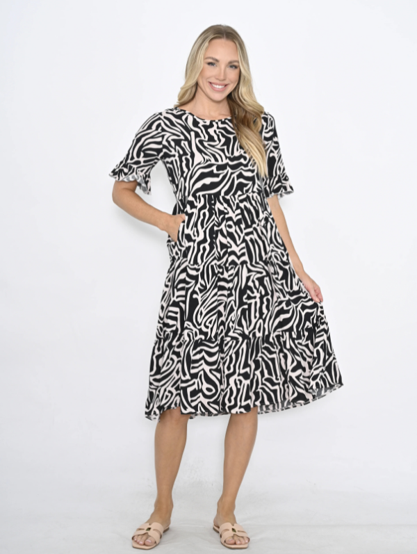 Miley Dress Black Zebra