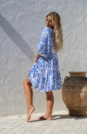 Morocco Smock Dress Blue