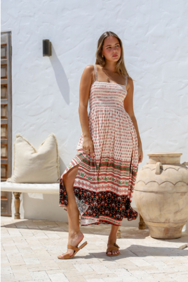 Joy Maxi ruching strap dress